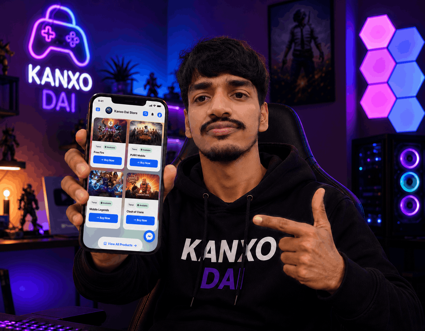 Sandesh — Founder of Kanxo Dai Store, gaming setup