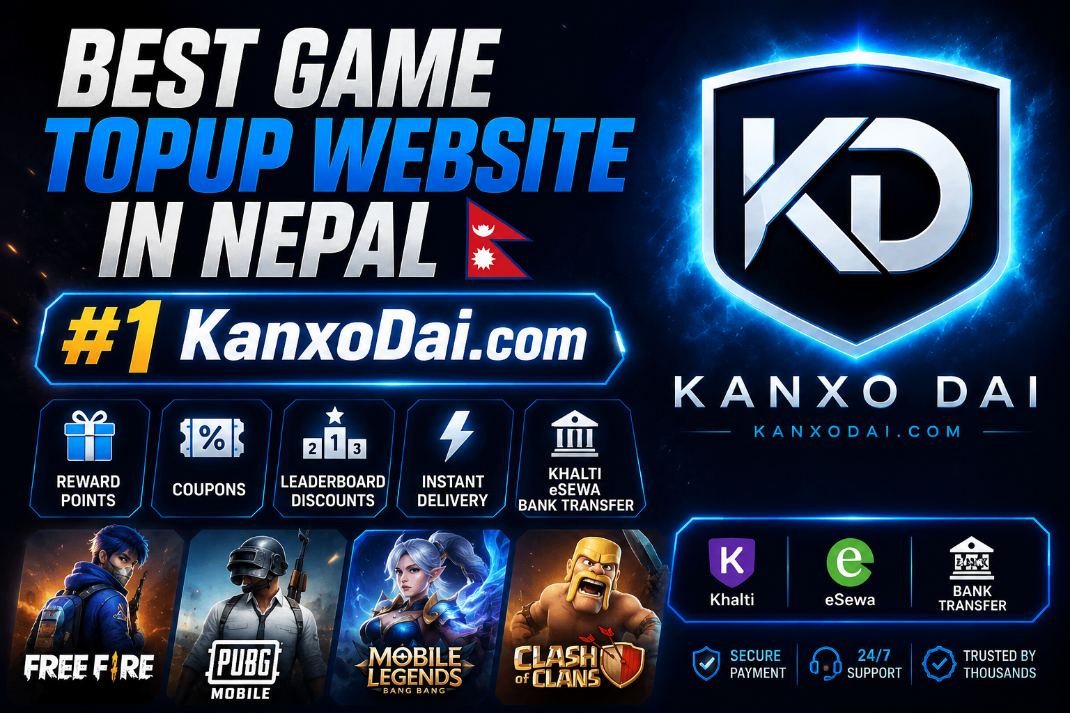 Best Game Topup Website in Nepal 2026 | Free Fire, PUBG, MLBB, COC and Many More